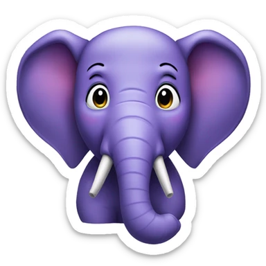 purple elephant making kissy face sticker
