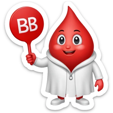 blood drop character holding a BRB sign sticker