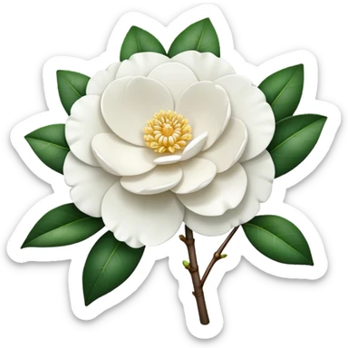 single White Camellia, straight stem sticker