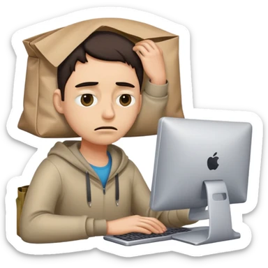 meme of tired person at computer  sticker