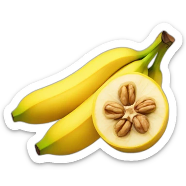 Banana with walnuts at the base sticker