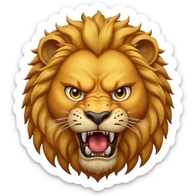 angry lion with fangs, front face  sticker