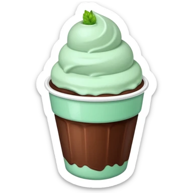 white cup with mint and chocolate ice cream sticker