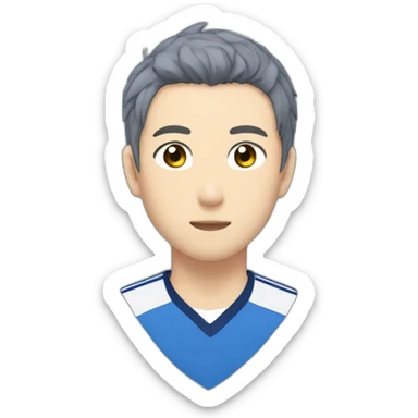 nagi seishiro from blue lock withe short hair,grey eyes blue soccer jersey sticker
