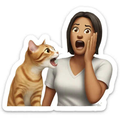 Woman yelling at a cat meme sticker