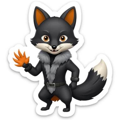 Black fox attacking sticker