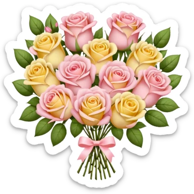 pastel heart bouquet sticker