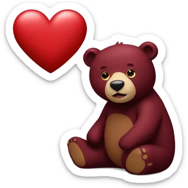 Burgundy bear with heart sticker