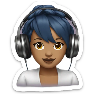 Rihanna wearing headphones vibing to the music sticker