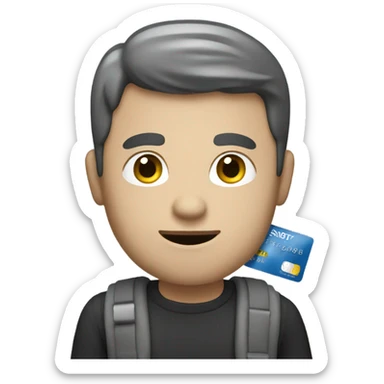 white guy showing a credit card  sticker