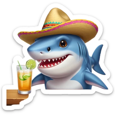 Shark with friends at a Mexican bar sticker