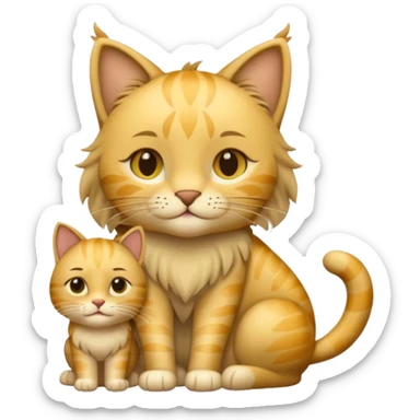 Gata masajeando el pelo de un león sticker