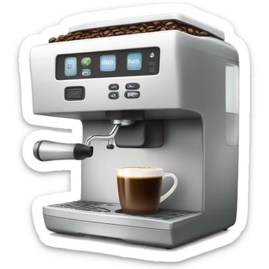 Coffee machine with a mug of coffee and milk  sticker