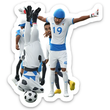 boys playing soccer with gloves sticker