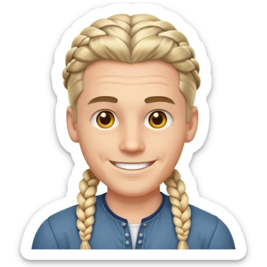 A white ton skin man with braided hair sticker