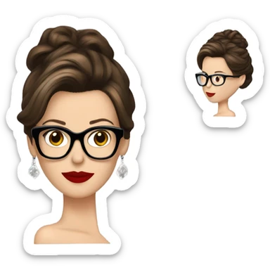 Kate Beckinsale red dress, glasses, updo sticker