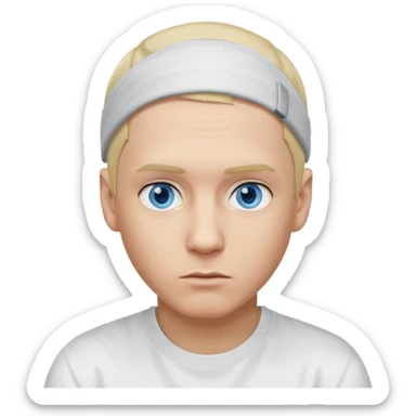 Eminem with blue eyes, blonde hair sticker