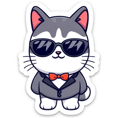 Tuxedo Cat with sunglasses sticker