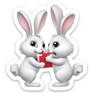 Two bunnies solving crossword puzzle  sticker