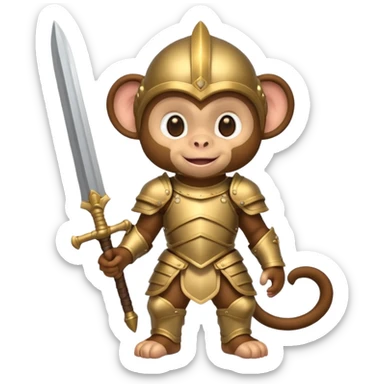 baby monkey in armor, full body, smile sticker