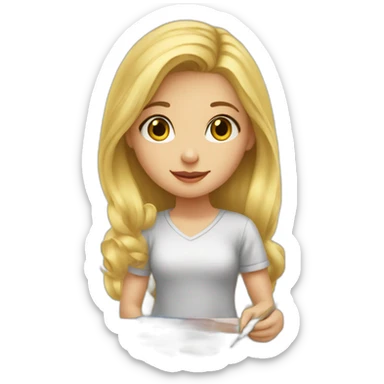 blonde girl painting in front of drawing board sticker