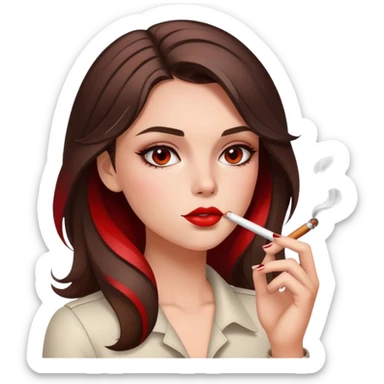 brunette girl with red highlights smoking  sticker