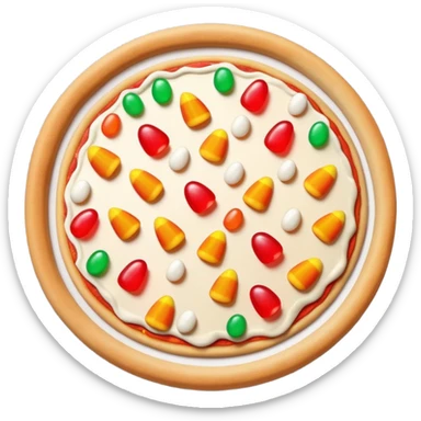 whole pizza with candy corn and jelly beans as toppings sticker