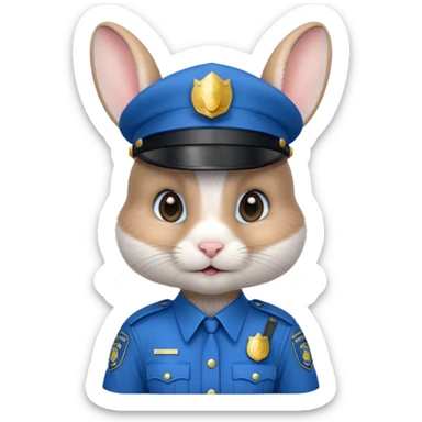 cute Rabbit police, blue uniform including helmet of uniform sticker