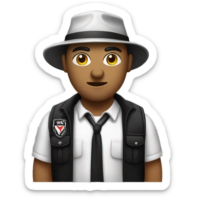 Ladrón con camisa de rayas blancas y negras antifas y gorra negra sticker