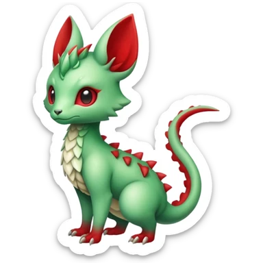 Kawaii Cute Edgy Green Red ethereal Fionbri-Vernid-Trico-animal-creature full body sticker