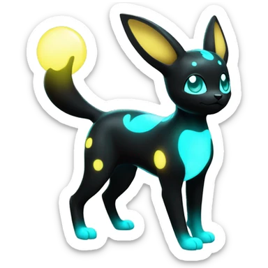  Shiny Umbreon with glowing cyan markings full body sticker