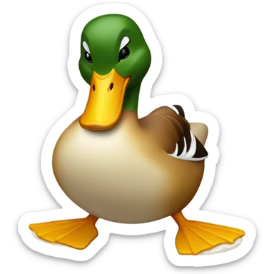 Duck eating bread slice sticker