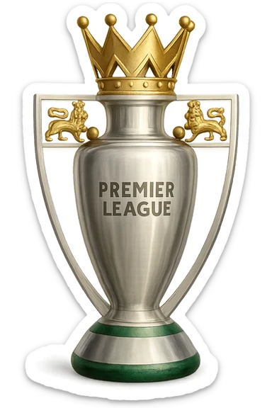 Фотореалистичный и изометричный кубок Premier League, объемный чуть слегка рисованный стиль, прозрачный фон sticker