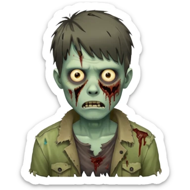 male zombie with messy bangs sticker