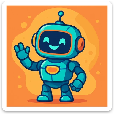 vibrant and friendly ai robot, futuristic design sticker