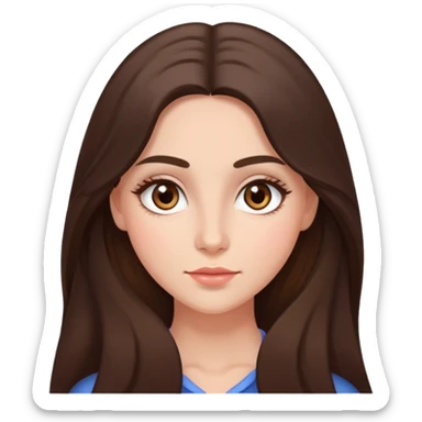 Prettyish, brunette with brown almond shaped eyes and long hair with rosy cheeks sticker