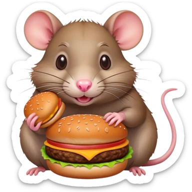 Rat eating a burger sticker
