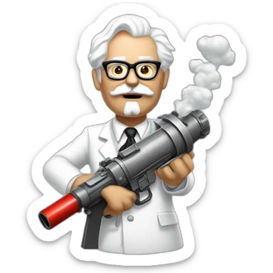 Colonel Sanders using a fried minigun sticker