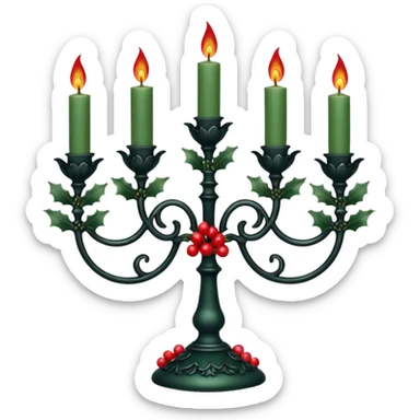 Gothic Candelabra with Holly  sticker