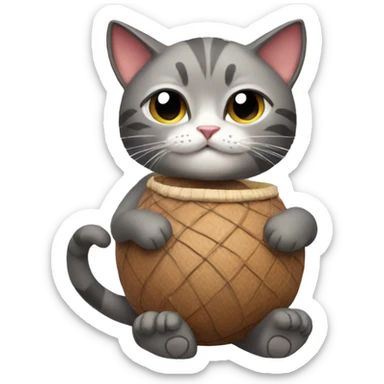 a cat with a coconut bra sticker