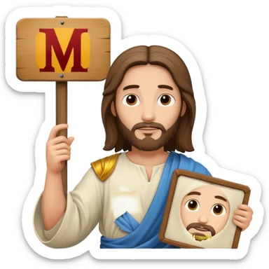 Jésus avec une pancarte dans ses mains dans ses mains sticker