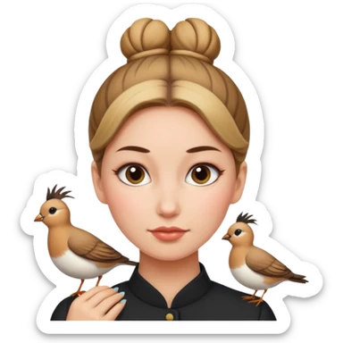 Woman shorting bird with a bun sticker