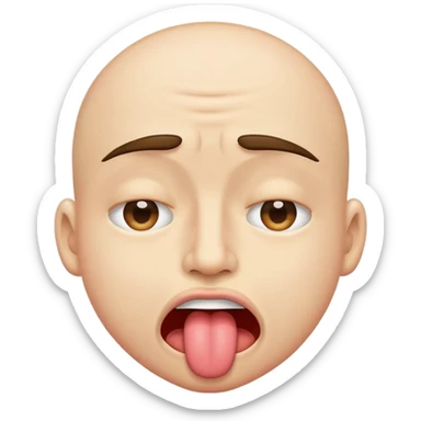 person with eyes squeezed shut, tongue out, shaking head back and forth sticker