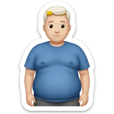 Male has bloated belly in t-shirt profile angle shot sticker