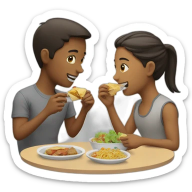 Two friends eating lunch sticker