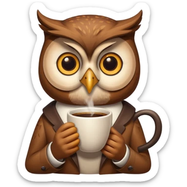 kahve içen baykuş sticker