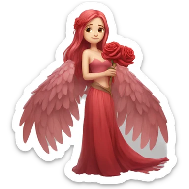 big wings, rose, Beautiful, fairy, red, long hair sticker