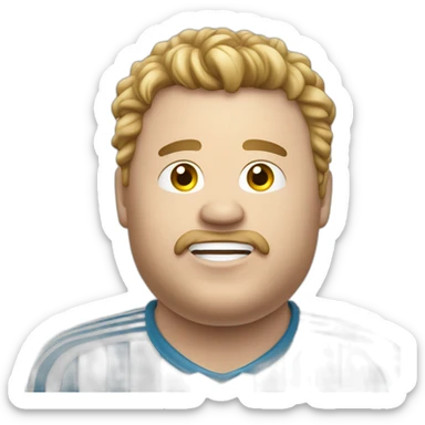 Laughing Tears white man. Obese. argentina soccer uniform. sticker