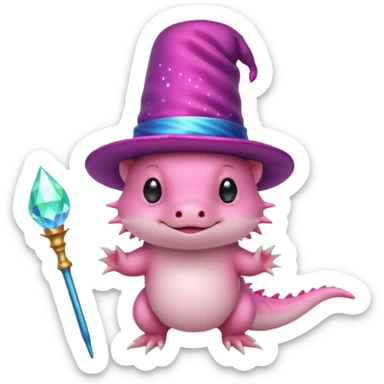 axolotl with magician hat sticker
