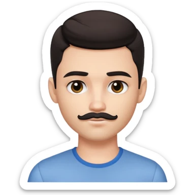 pretty handsome bratz man,  black eyes,  short dark hair,  short mustache , pale skin, defined jawline sticker